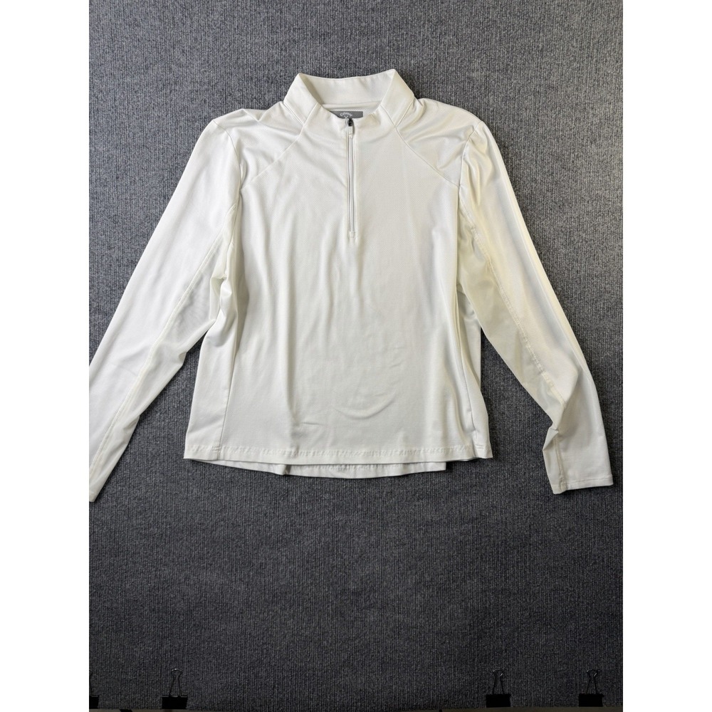 Callaway Weather Series Women's White 1/4 Zip Mesh Sleeve Golf Top XL